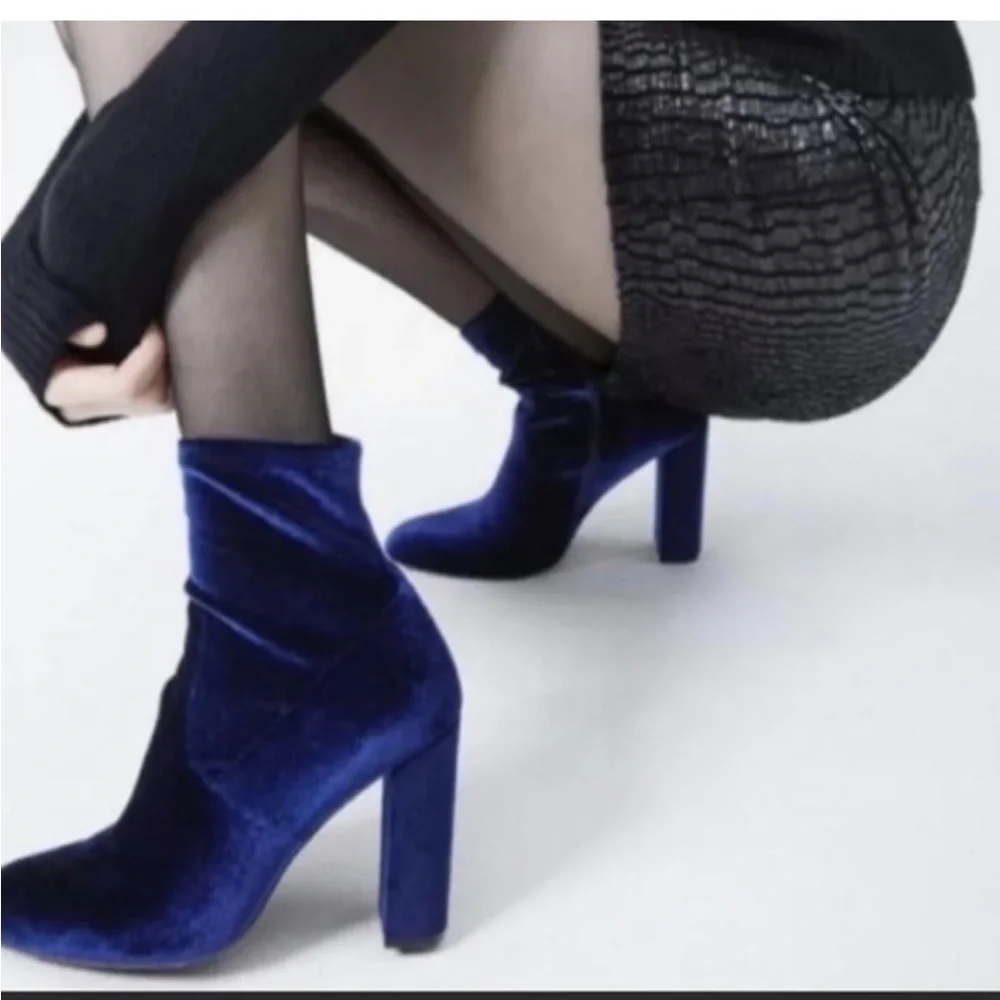 Steve Madden Blue Velvet Ankle Bootie - Picture 5 of 6